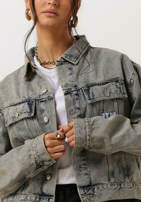 Blauwe CALVIN KLEIN Spijkerjas BOXY DENIM JACKET - large