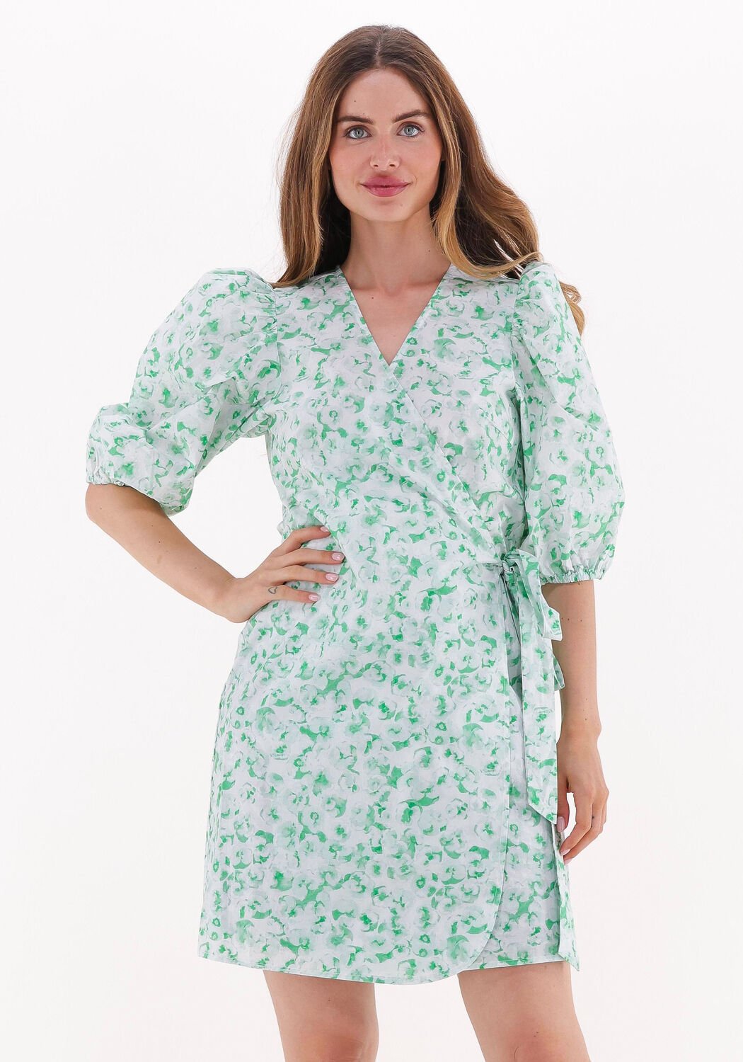 groene just female mini jurk garden wrap dress