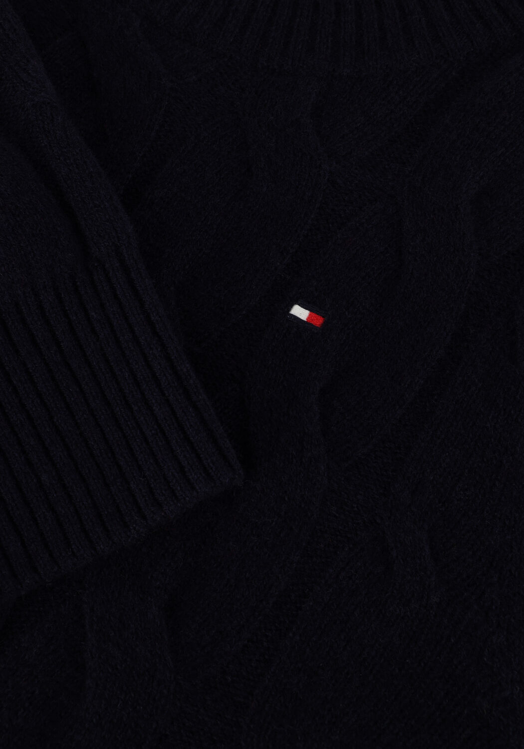 Donkerblauwe TOMMY HILFIGER Trui SOFT WOOL CABLE ROLL-NK - large