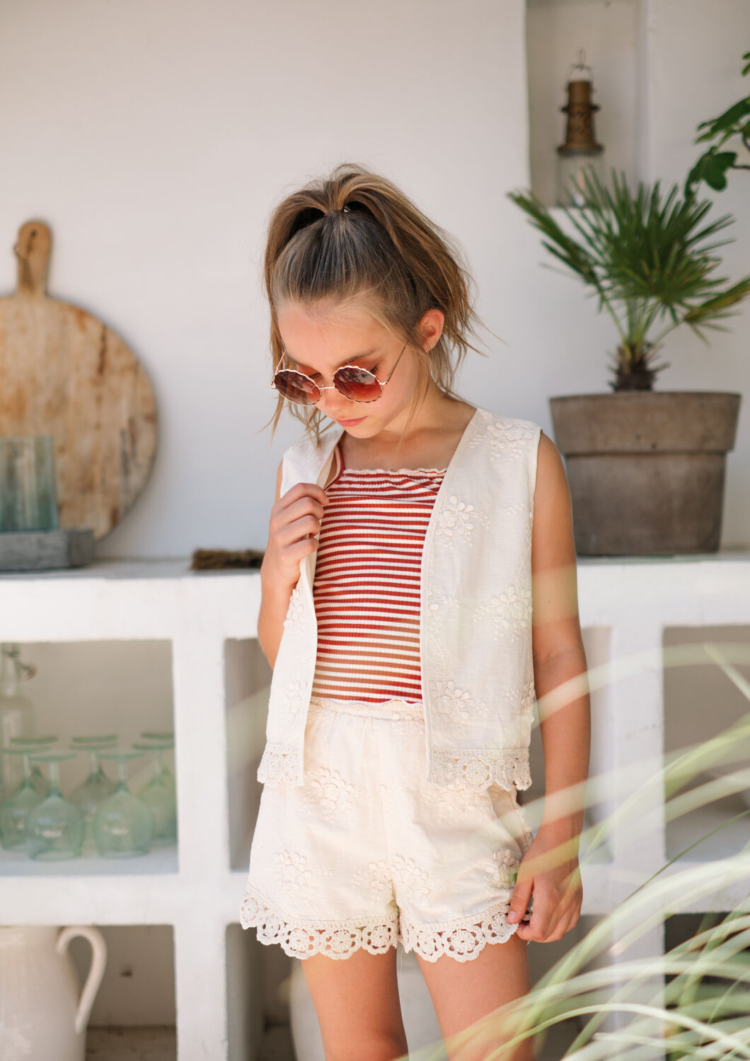 Creme LIKE FLO Korte broek FANNY EMBROIDERY SHORT - large