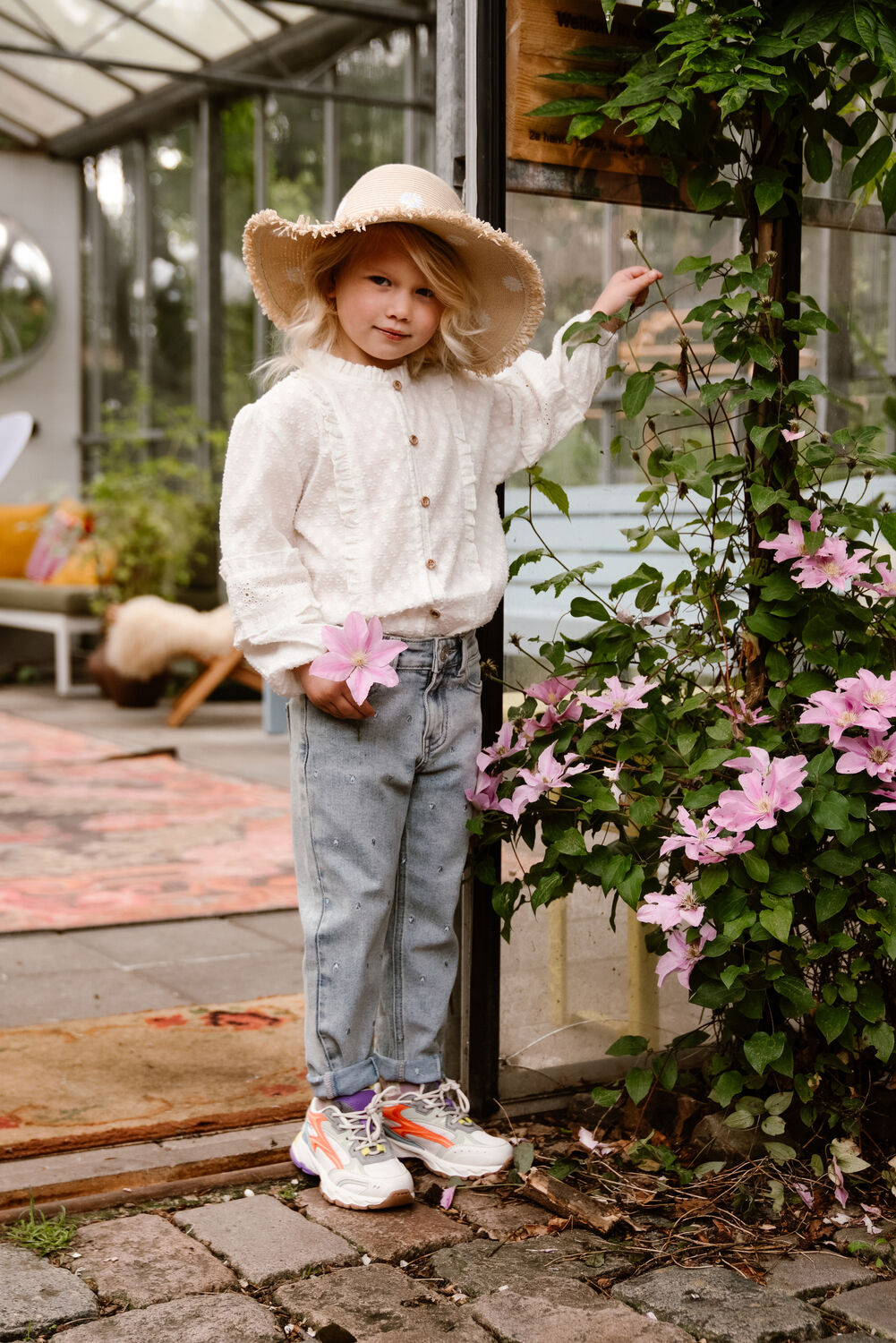 Grijze DAILY7 Straight leg jeans 2500 MOM FIT ALL OVER PRINT - large