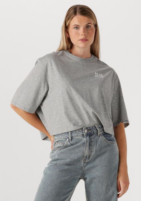 Grijze ALIX THE LABEL Blouses LADIES KNITTED STUDDED T-SHIRTS - large