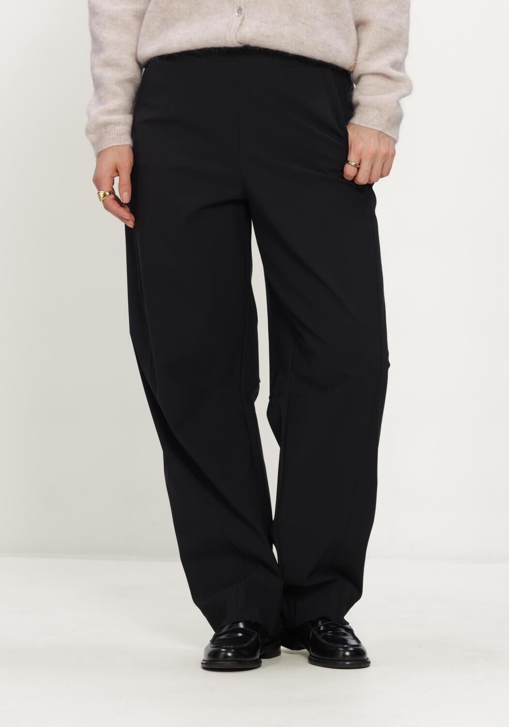 Zwarte STUDIO ANNELOES Wijde broek Marlise barrel trousers