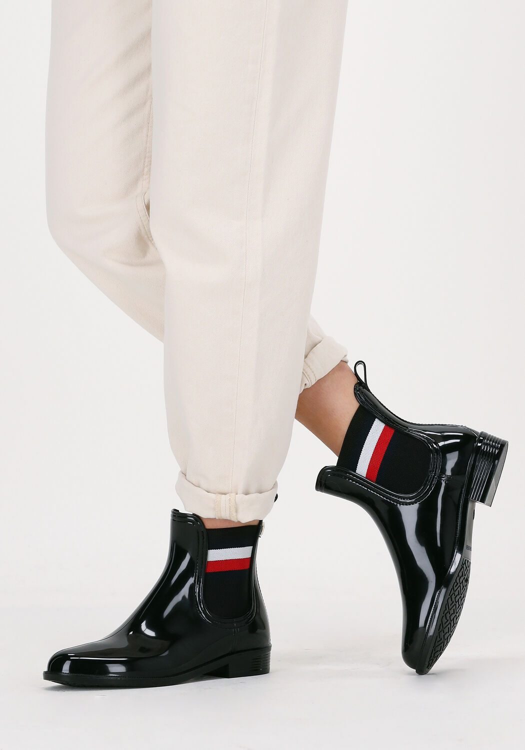 Zwarte TOMMY HILFIGER Regenlaarzen CORPORATE RIBBON RAINBOOT - large