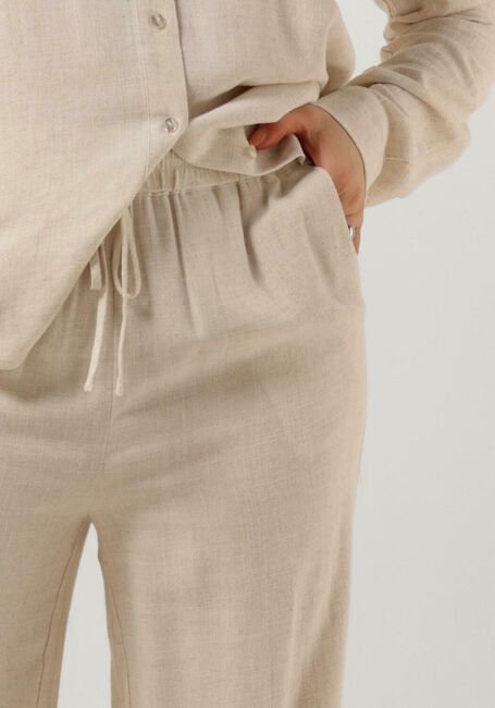 Beige SELECTED FEMME Wijde broek SLFVIVA-GULIA HW LONG LINEN PANT NOOS - large