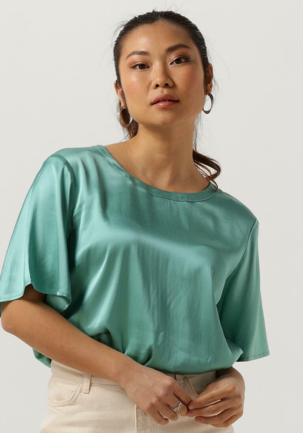 MOS MOSH Dames Blouses Evie Ss Satin Blouse Turquoise