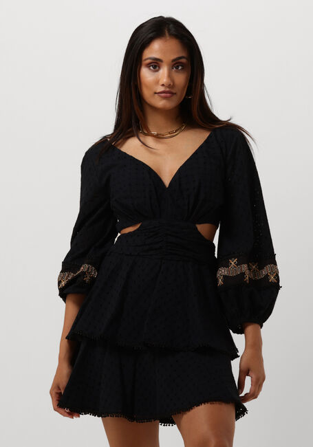 Zwarte ACCESS Mini jurk EMBROIDERY DRESS WITH SIDE SLITS - large