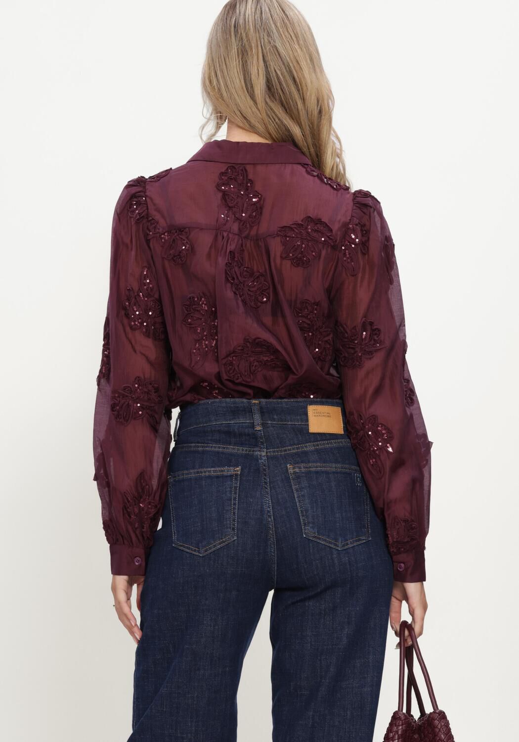 Bordeaux NUKUS Blouses ANTONELLA BLOUSE PAILLET FLOWER: - large