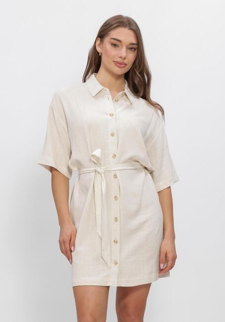 Beige OBJECT Mini jurk OBJSANNE 2/4 LO SHIRT DRESS - large