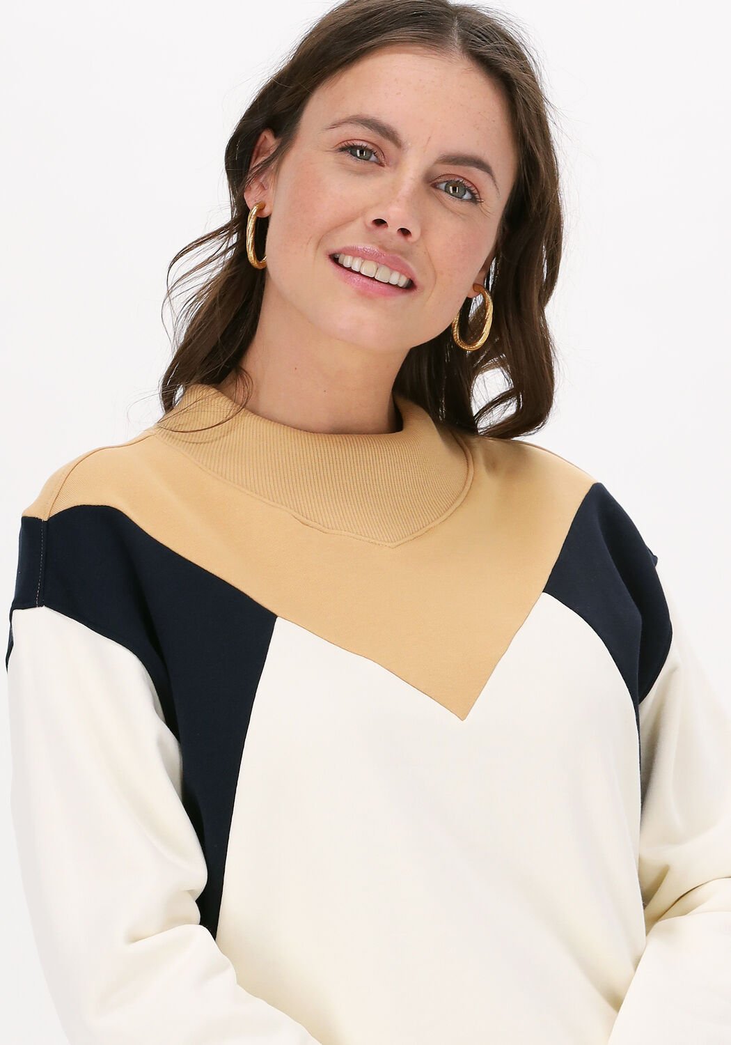 beige scotch soda sweater color block organic cotton sweat