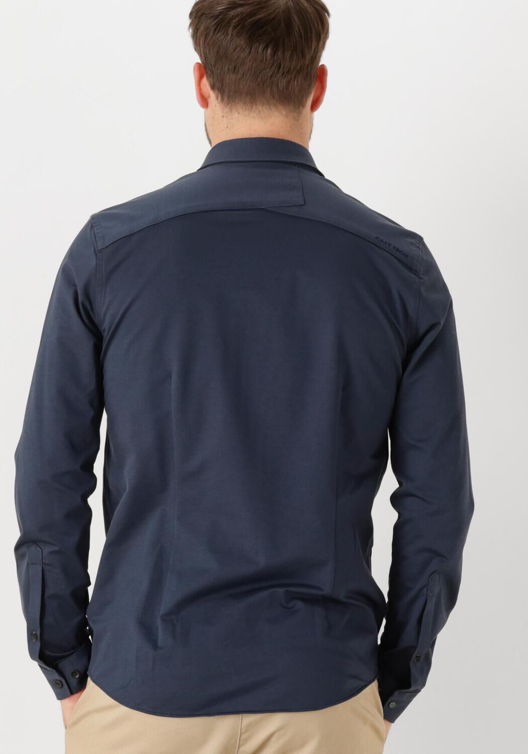 CAST IRON Heren Overhemden Long Sleeve Shirt Twill Jersey 2 Tone Donkerblauw