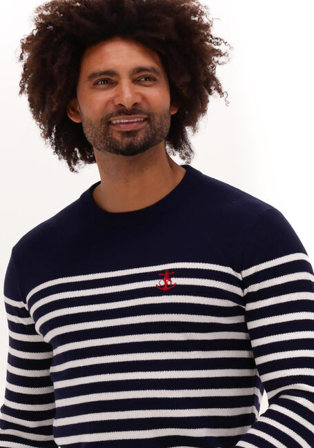 Blauwe SCOTCH & SODA Trui STRIPED CREWNECK PULLOVER - large