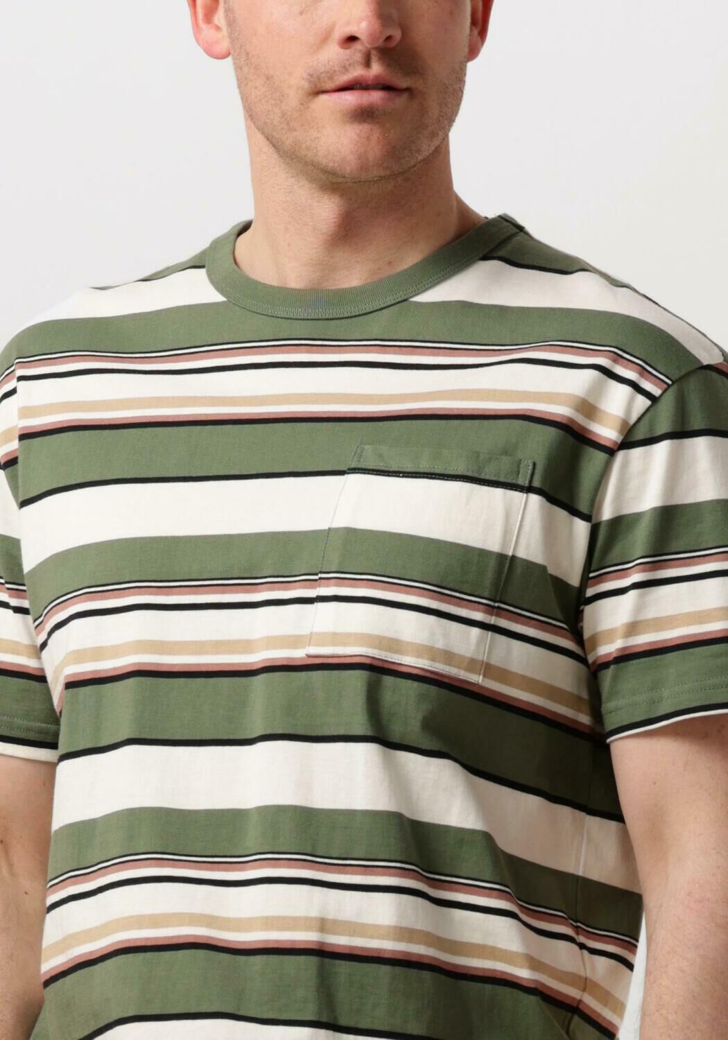 ANERKJENDT Heren Polo's & T-shirts Akkikki S s Stripe Tee Olijf