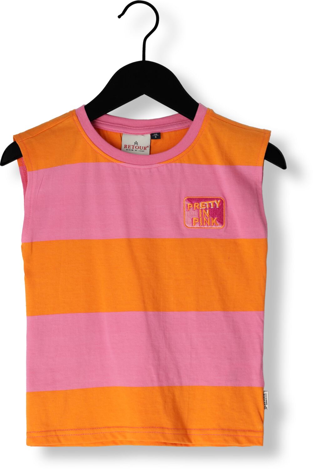 Retour Jeans gestreept T-shirt Lia roze oranje Meisjes Biologisch katoen Ronde hals 122 128