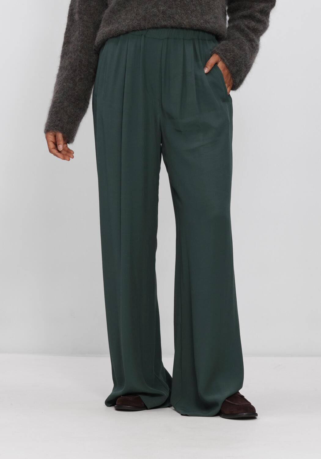 Donkergroene BY-BAR Wijde broek BENJI VISCOSE PANTS - large