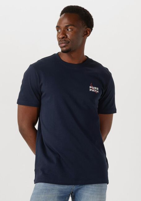 Donkerblauwe PURE PATH T-shirt REGULAR FIT CREWNECK SS T-SHIRTS - large