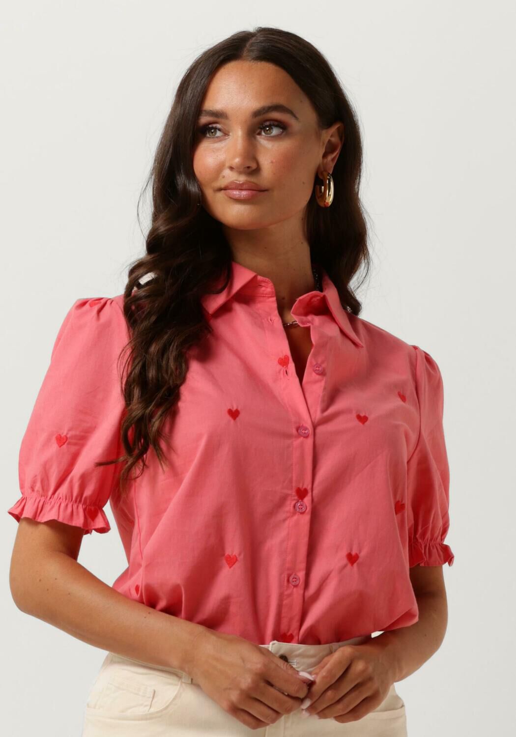 Ydence Mooie Blouse Korte Mouw Pink Dames