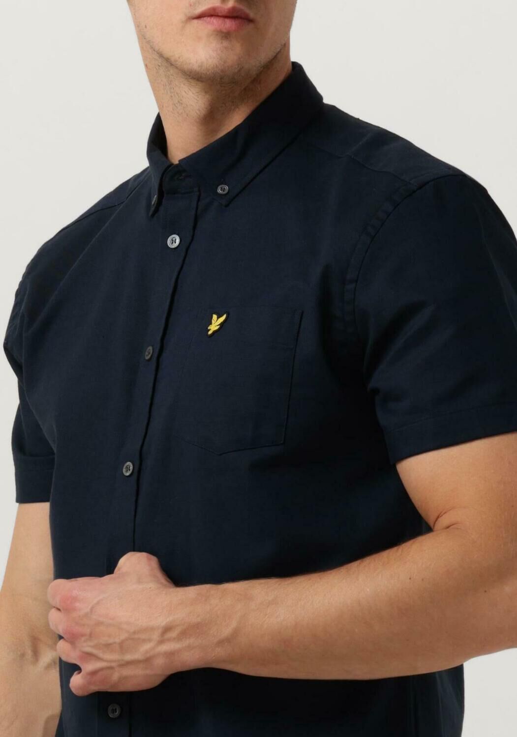 LYLE & SCOTT Heren Overhemden Cotton Slub Short Sleeve Shirt Donkerblauw