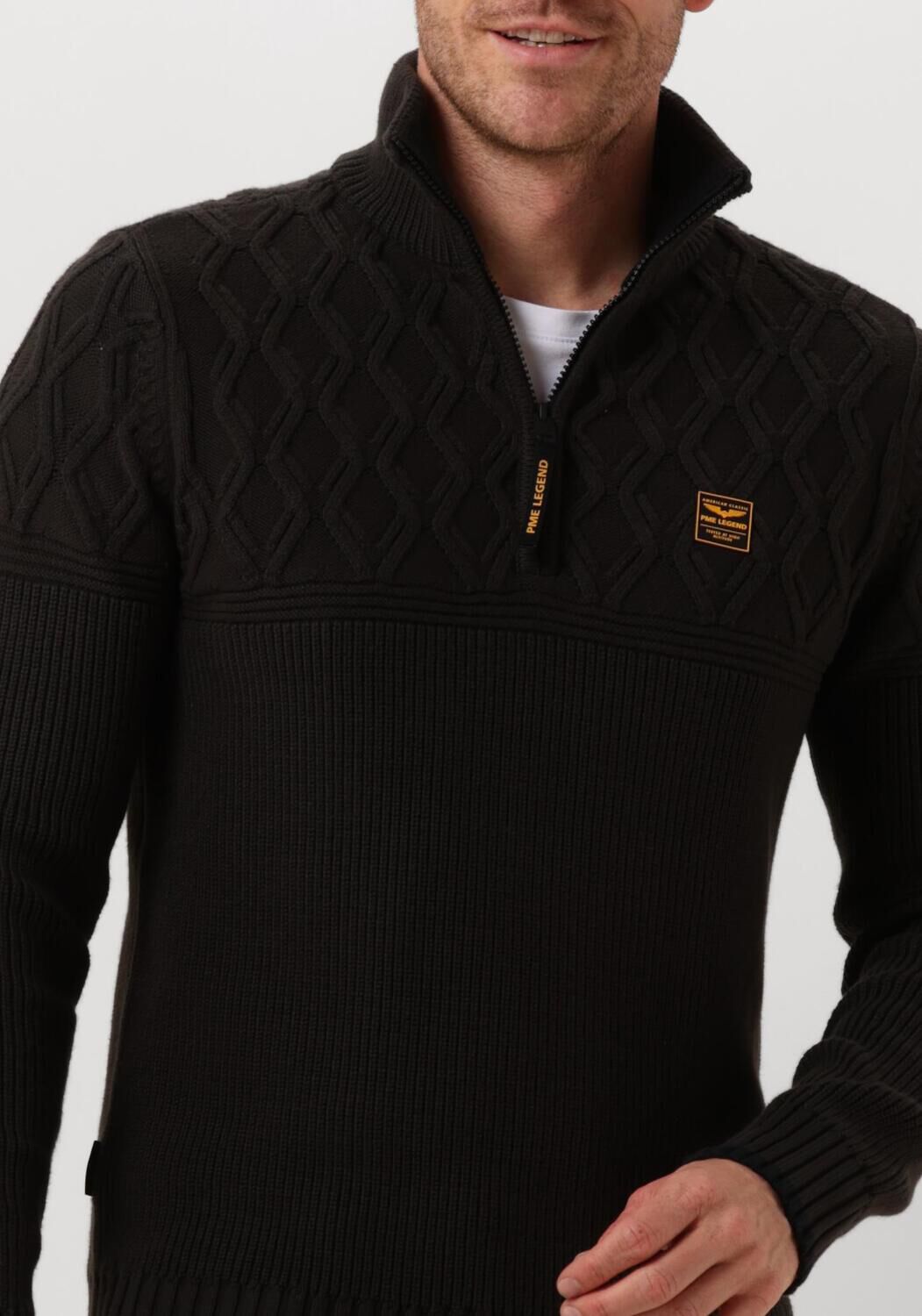 PME LEGEND Heren Truien & Vesten Half Zip Collar Cotton Mix Yarn Zwart