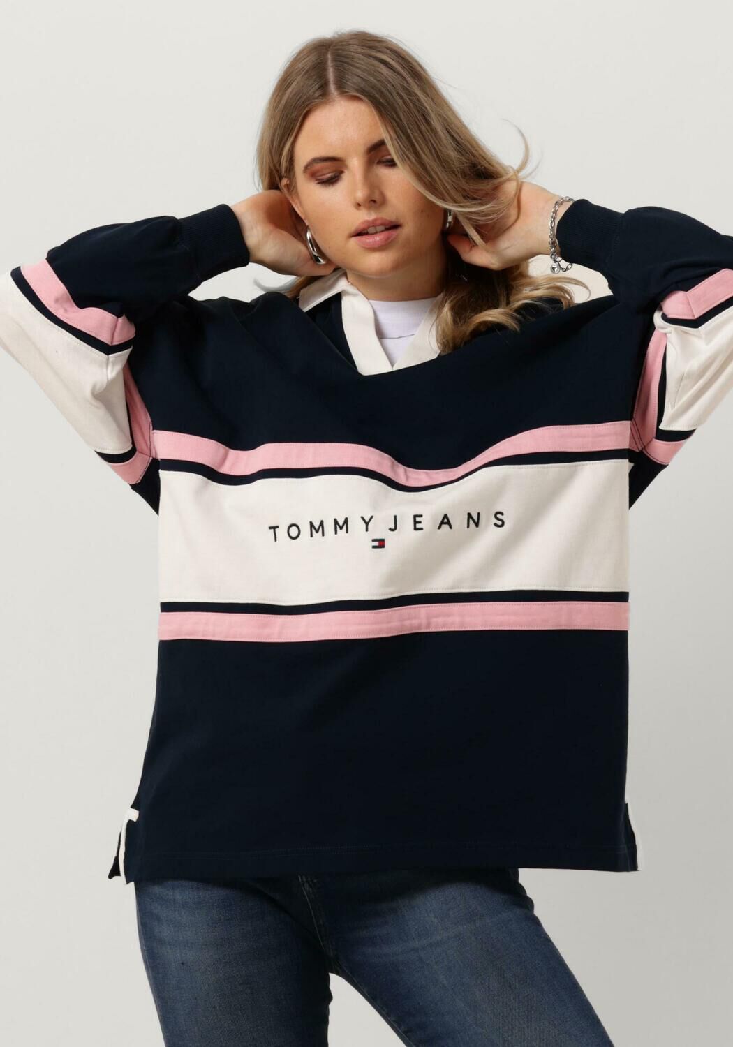 TOMMY JEANS Dames Tops & T-shirts Tjw Colorblock Rugby Donkerblauw