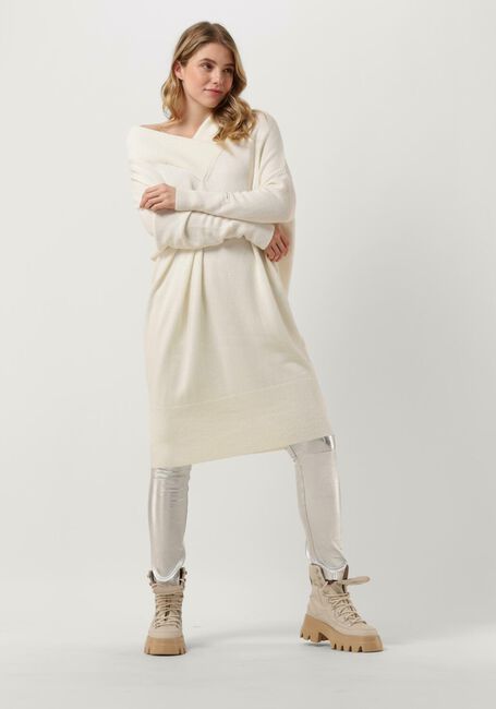Witte 10DAYS Midi jurk SOFT KNIT V-NECK DRESS - large
