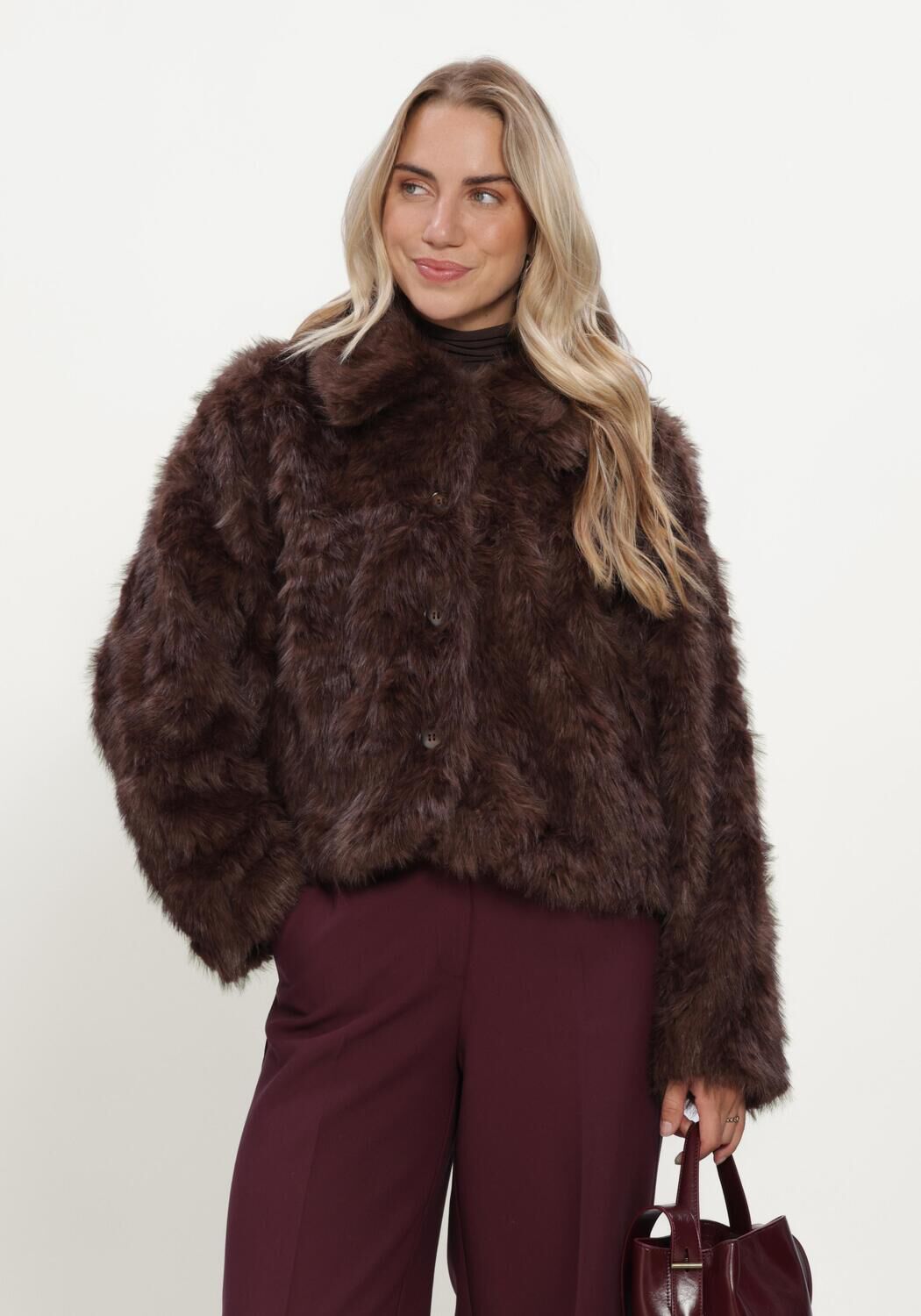 Bruine SUMMUM Faux fur jas JACKET SOFT FAUX FUR - large