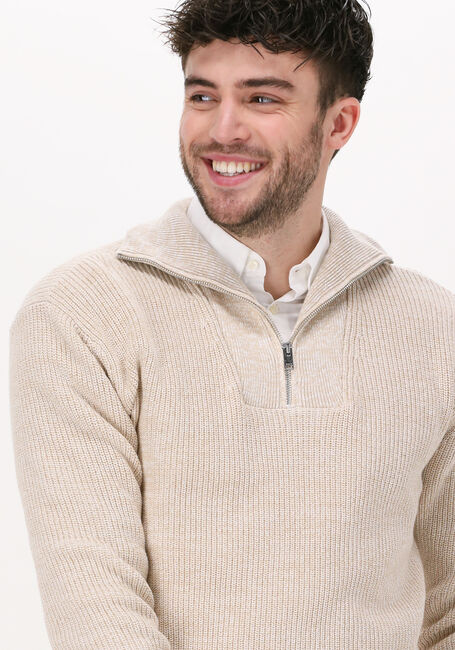 Gebroken wit SELECTED MEN Trui SLHIRVEN LS KNIT HIGH HALF ZIP - large