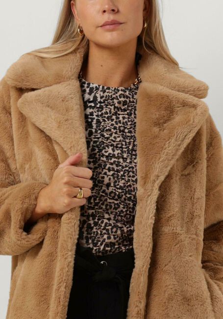Taupe NOTRE-V Faux fur jas FUR COAT LONG - large