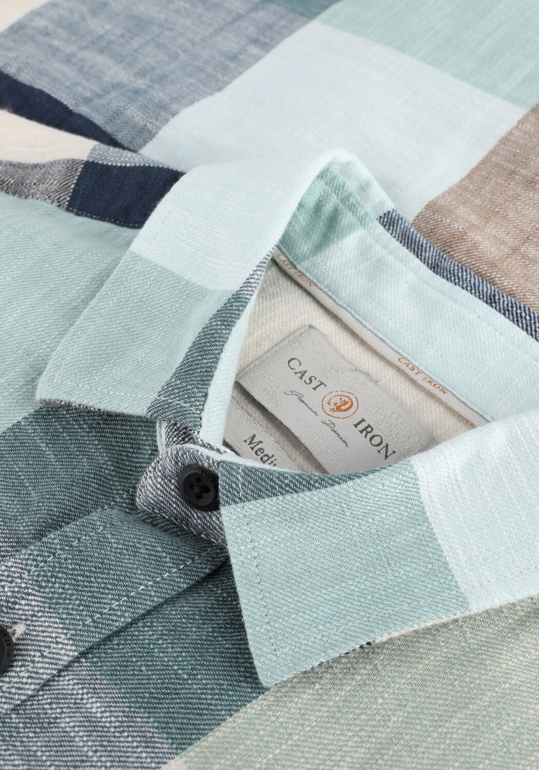 Groene CAST IRON Casual overhemd LONG SLEEVE SHIRT BOLD CHECK SLUB COTTON - large