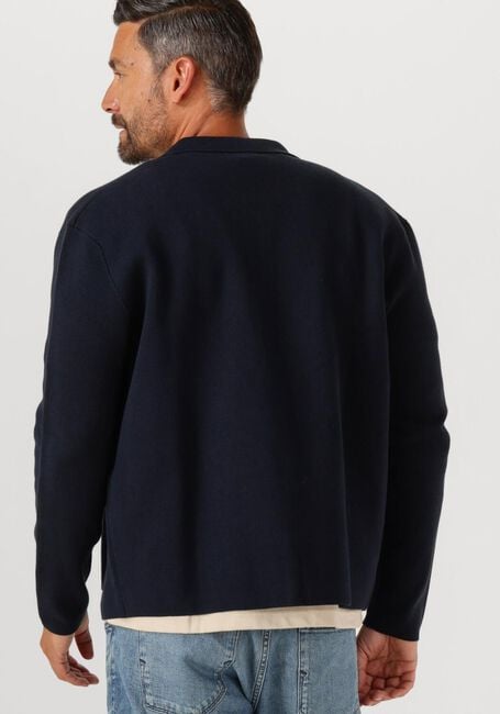 Donkerblauwe SELECTED HOMME Vest SLHMIKE LIGHT LS KNIT RELAXED POLO CARDIGAN - large