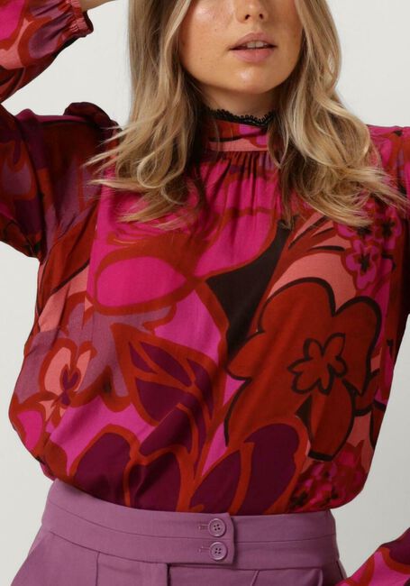 Roze JANSEN AMSTERDAM Blouse WFP105 BLOUSE PRINT WITH PUFFSLEEVES AND TURTLE NECK - large