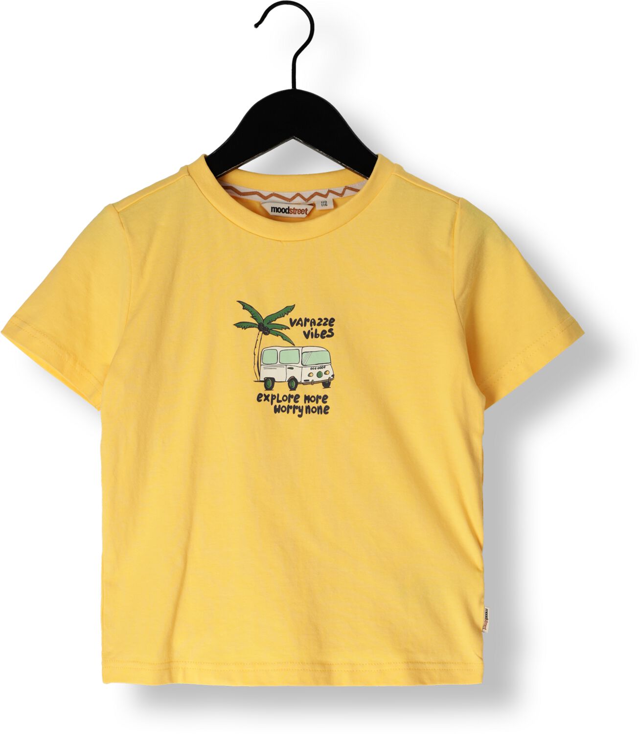 Moodstreet T-shirt met printopdruk zonnig geel Jongens Katoen Ronde hals 146 152