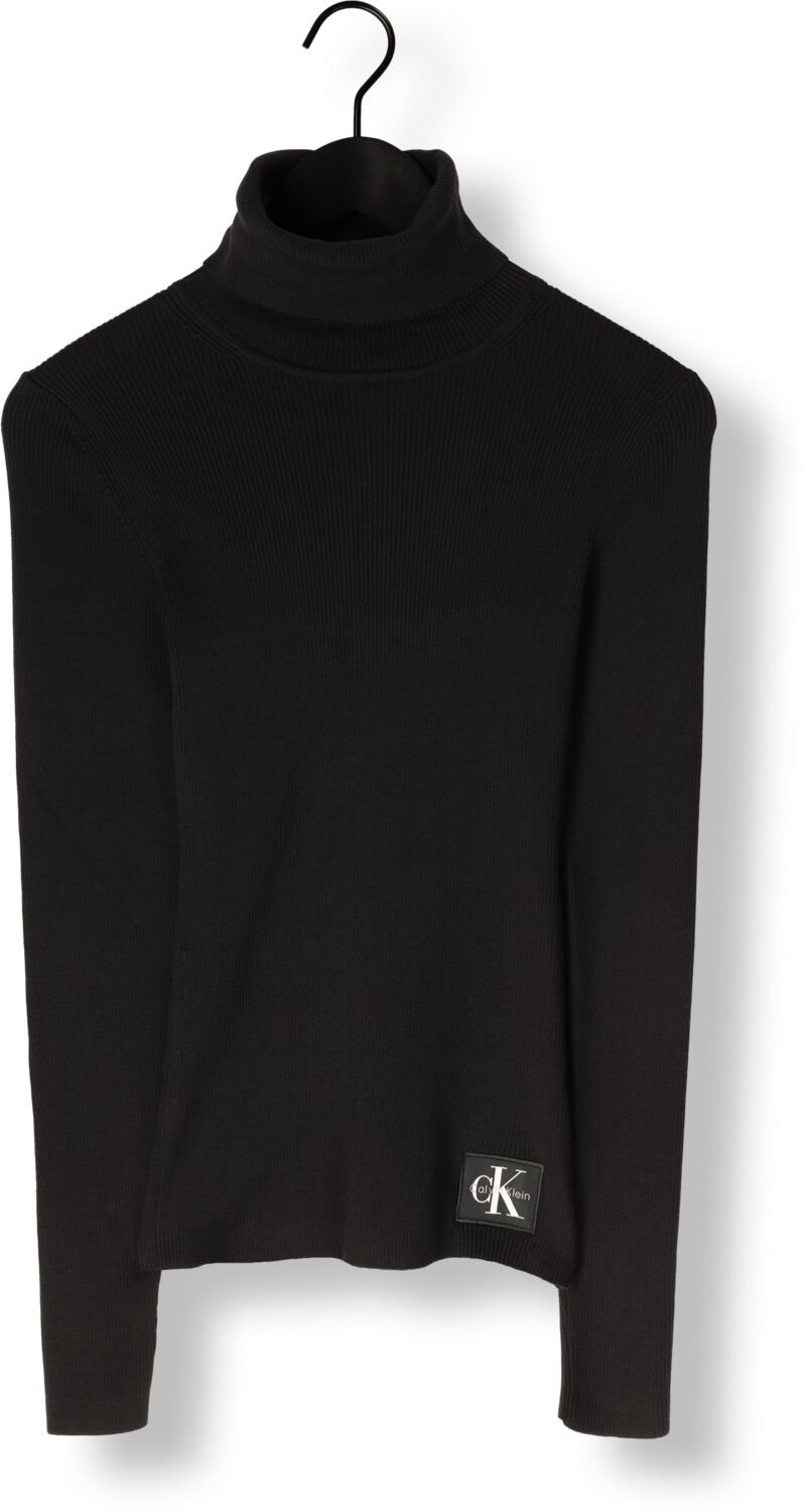 CALVIN KLEIN Dames Truien & Vesten Woven Label Roll Neck Zwart