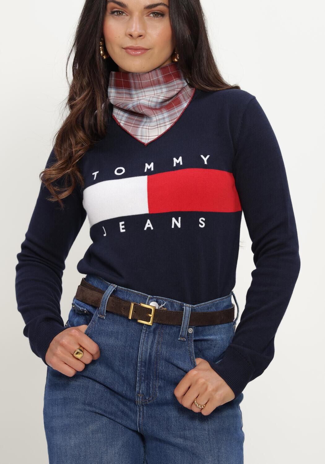 Donkerblauwe TOMMY JEANS Sweater TJW FLAG CREW NECK SWEATER EXT - large