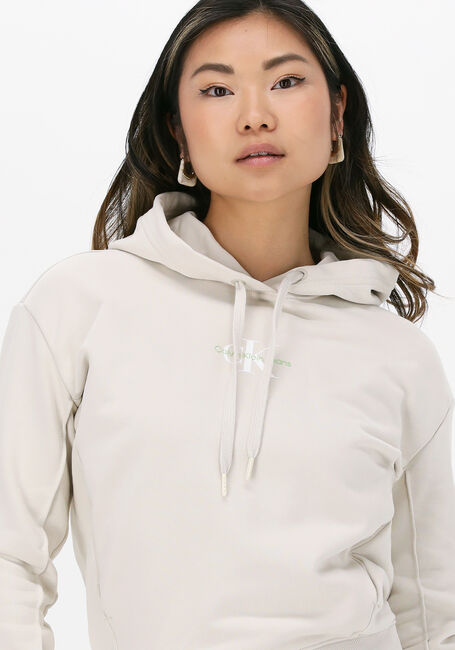 Gebroken wit CALVIN KLEIN Trui MONOGRAM LOGO HOODIE WOMEN - large