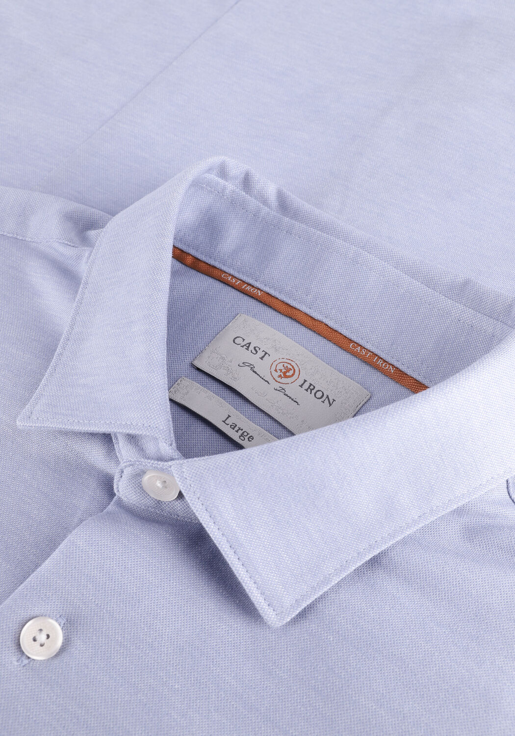 Lichtblauwe CAST IRON Casual overhemd SHORT SLEEVE SHIRT CF JERSEY PIQUE TEC - large