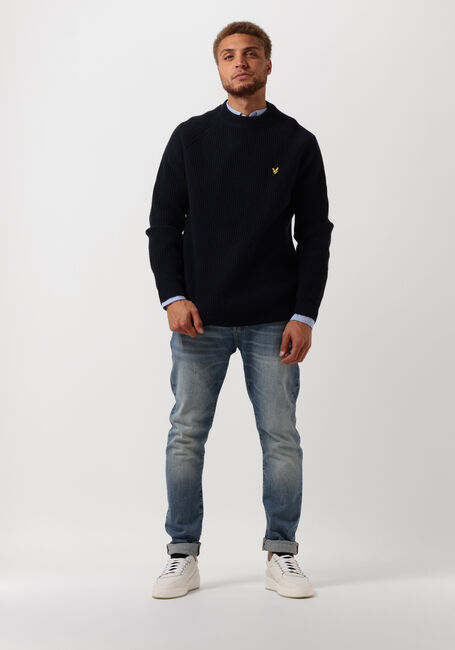 Blauwe LYLE & SCOTT Trui SHAKER STITCH MOCK NECK JUMPER - large