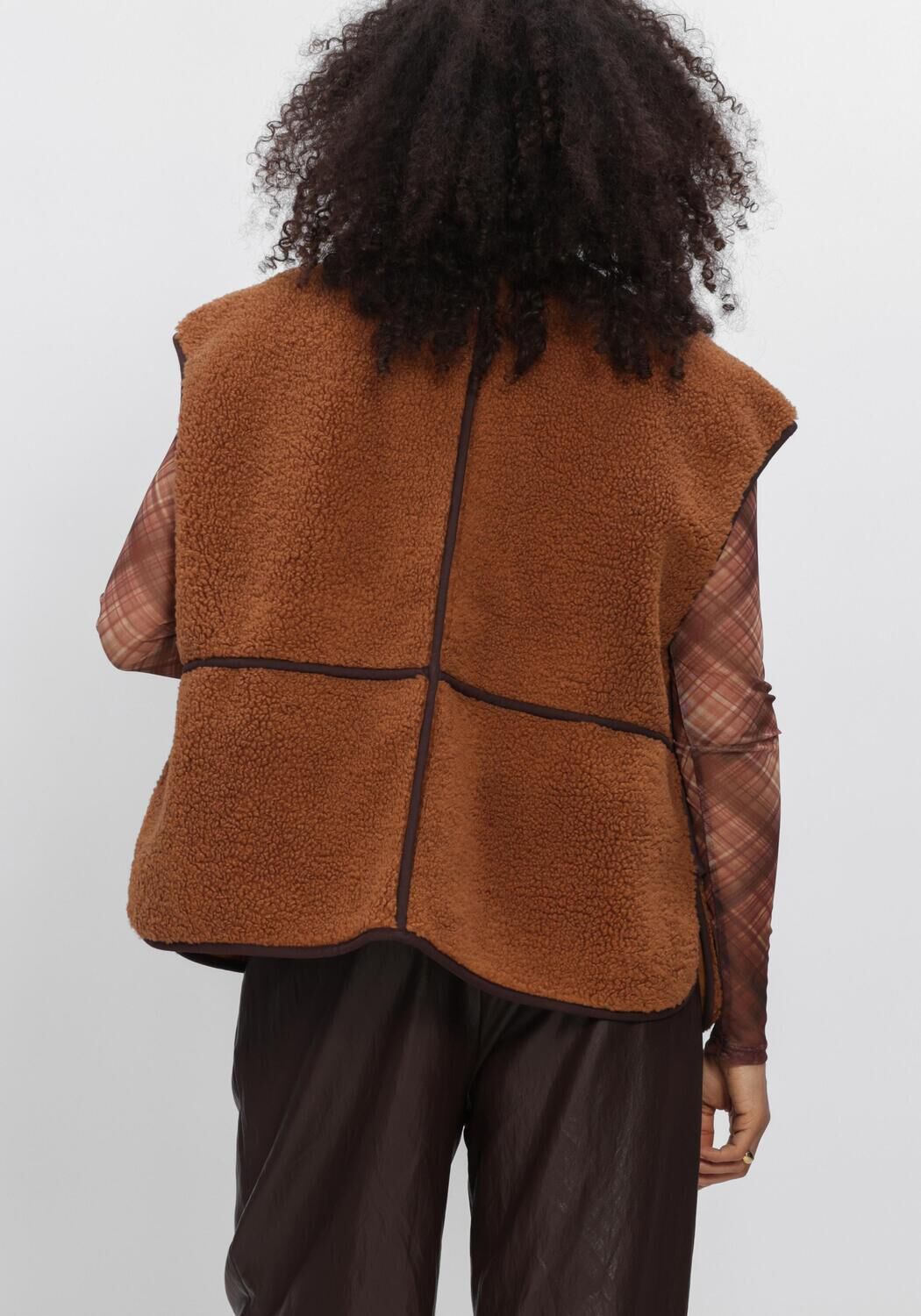 Bruine SUMMUM Vest BODYWARMER BONDED TEDDY - large