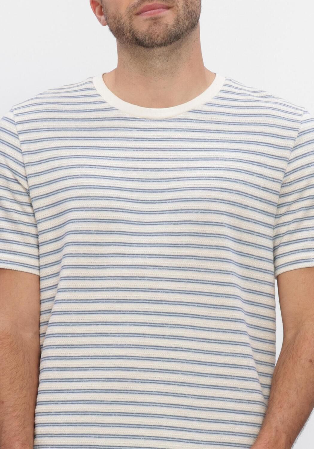 Blauwe SELECTED MEN Polo / T-shirt SLHKEVIN STRIPE SS O-NECK TEE - large