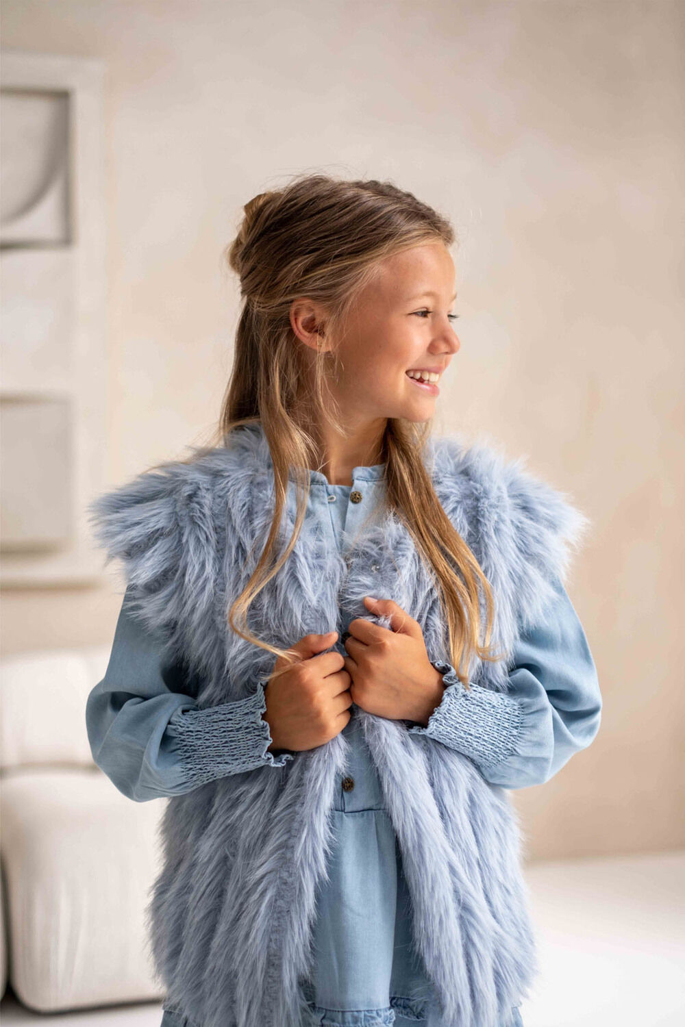 blauwe like flo gilet doutze fur bodywarmer