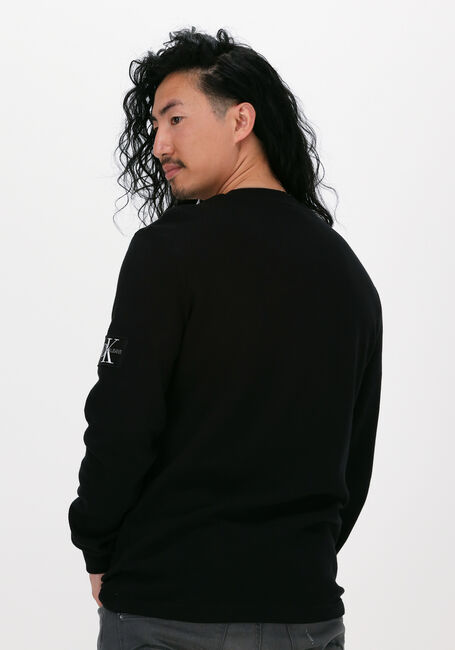 Zwarte CALVIN KLEIN Sweater BADGE WAFFLE LS TEE - large