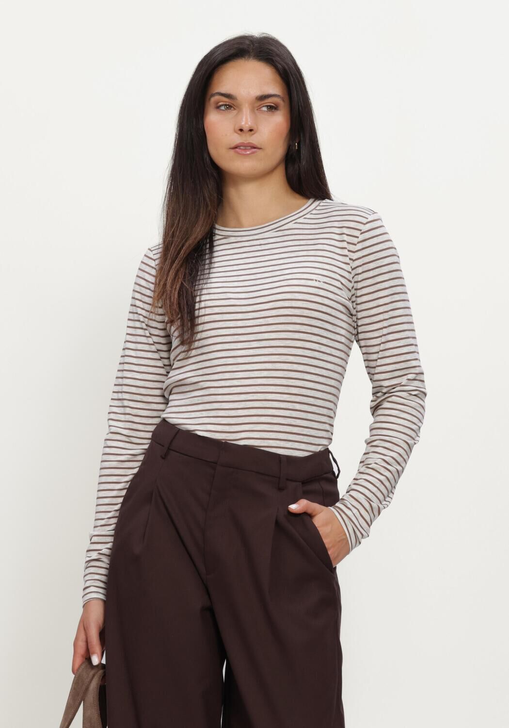 AIMEE THE LABEL Dames Tops & T-shirts Zenolucaw6 Striped Ls Zand