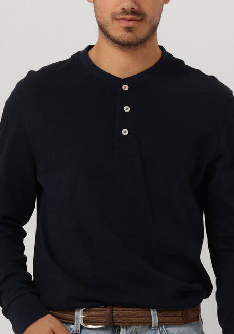 Donkerblauwe SCOTCH & SODA Longsleeves SLUB HENLEY LONG SLEEVE TEE - large