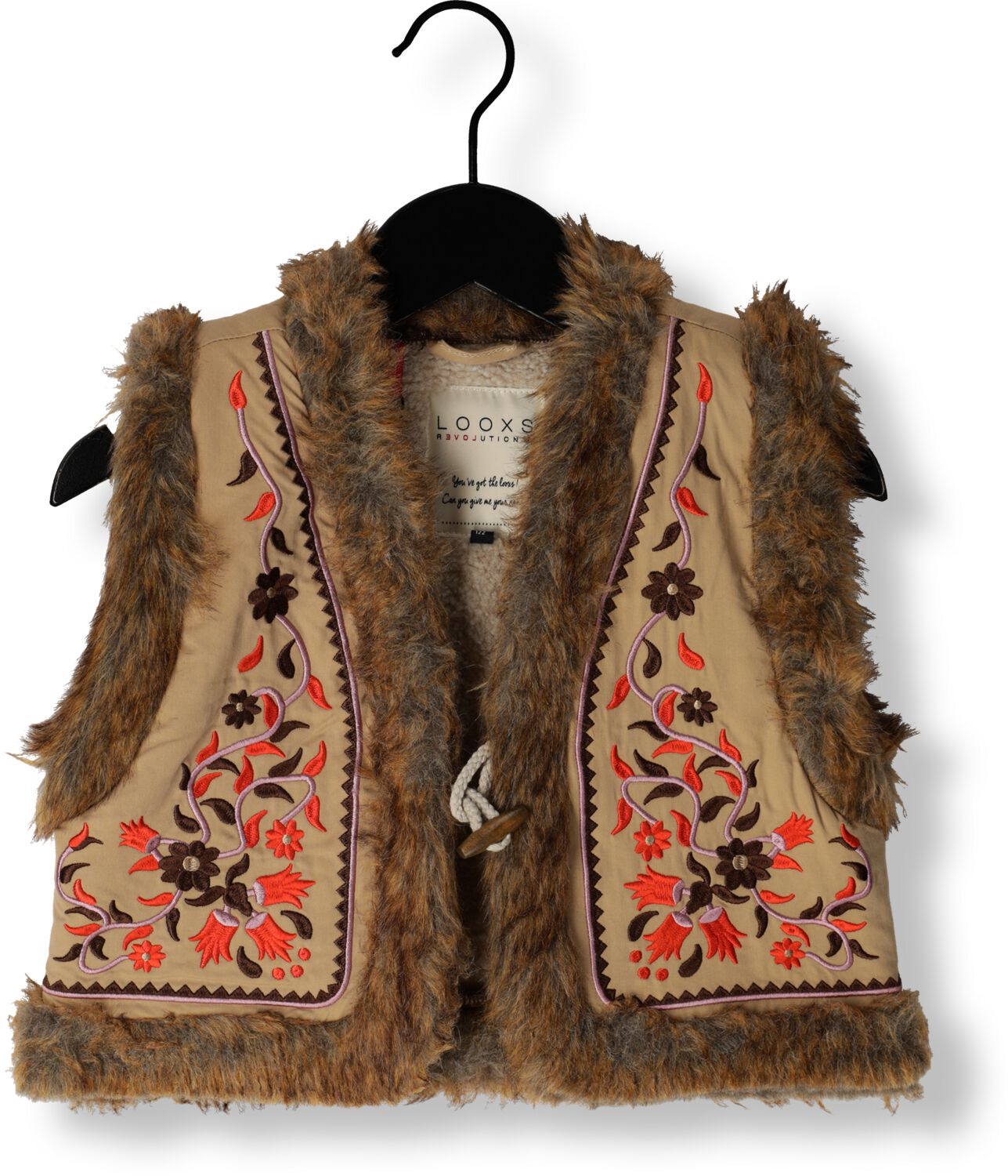 LOOXS little imitatiebont gilet met printopdruk bruin Printopdruk 104 110
