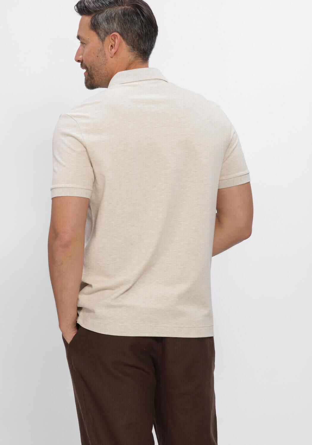 Beige LACOSTE Polo REGULAR FIT COTTON BLEND POLO SHIRT - large