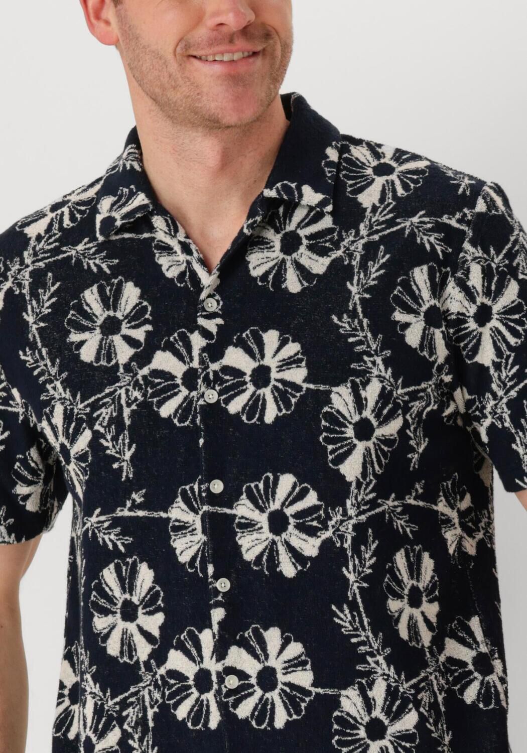 ANERKJENDT Heren Overhemden Akleo Frotte Aop Shirt Donkerblauw