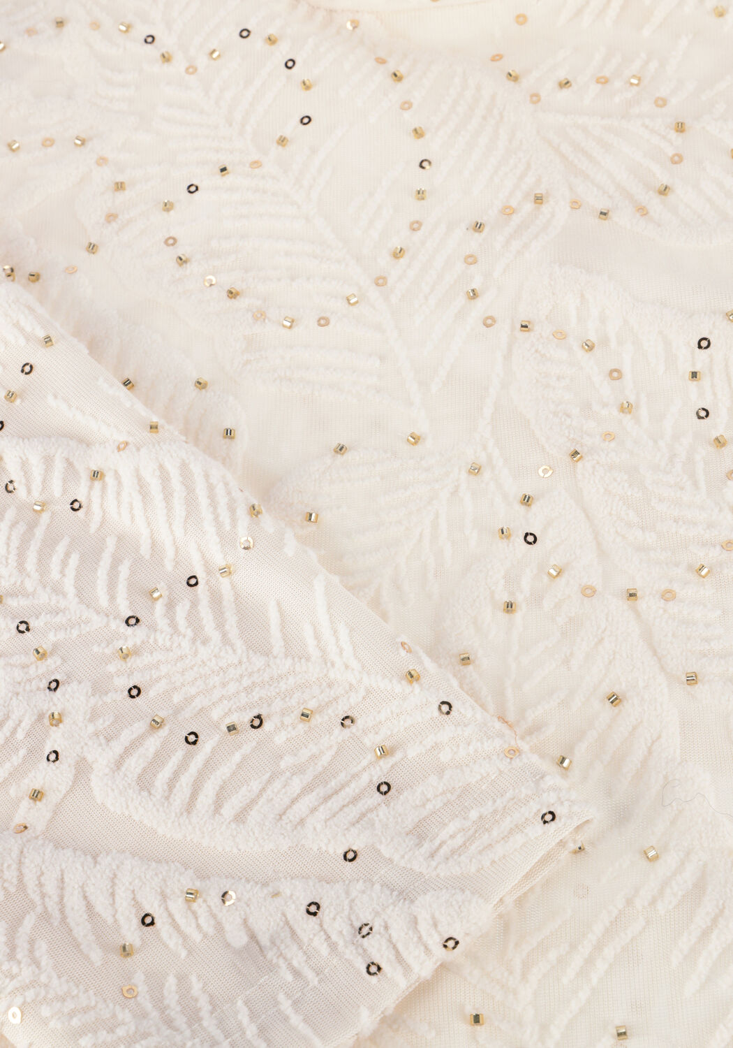 Ecru NUKUS Top PUCK TOP LEAF PAILLET - large