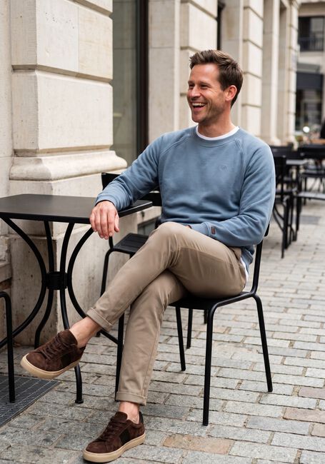 Blauwe CAST IRON Trui CREWNECK REGULAR FIT TWILL - large
