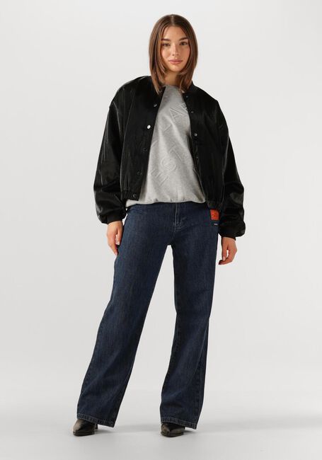 Zwarte ALIX THE LABEL Jack LADIES WOVEN VELVET LEATHER BOMBER - large