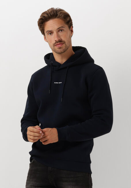 Donkerblauwe PURE PATH Sweater ESSENTIAL LOGO HOODIE - large